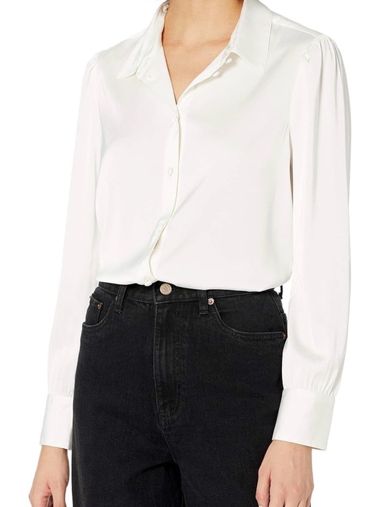 The Drop Tops - NWT lucyswhims x The Drop Ivory Button‑Up Blouse – Size L